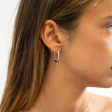 Silver 18K Gold PVD Stainless Steel Oval Huggie Earrings
