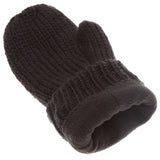 Cable Knit Fleece Lined Mittens in Black