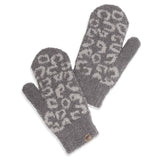 Leopard Soft + Cozy Mittens in Gray