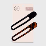 Flat Lay Claw Clip 2pc Curved - Black & Tort