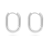 Silver 18K Gold PVD Stainless Steel Oval Huggie Earrings
