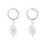 Silver 18K Gold PVD Freshwater Pearl Huggie Earrings