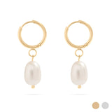 Gold 18K Gold PVD Freshwater Pearl Huggie Earrings