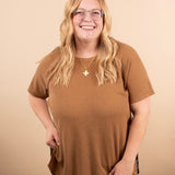 Ada Waffle Knit Top in Caramel