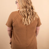 Ada Waffle Knit Top in Caramel