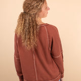 Apple Cider Waffle Knit Top in Cinnamon