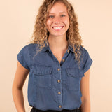 Cassandra Chambray Button Down Top