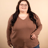 Cider Season Ribbed Top in Coffee