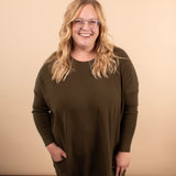 Comfy Coverage Pocket Sweater in Deep Olive