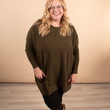 Comfy Coverage Pocket Sweater in Deep Olive