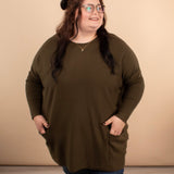 Comfy Coverage Pocket Sweater in Deep Olive
