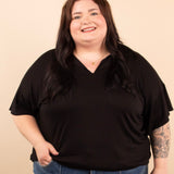 Easy Elegance V-Neck Top in Black