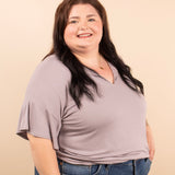 Easy Elegance V-Neck Top in Grey