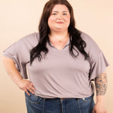 Easy Elegance V-Neck Top in Grey