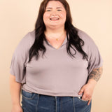 Easy Elegance V-Neck Top in Grey