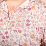 Falling Flowers Long Sleeve Henley Top