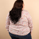 Falling Flowers Long Sleeve Henley Top