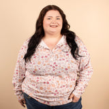 Falling Flowers Long Sleeve Henley Top