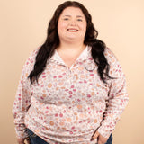 Falling Flowers Long Sleeve Henley Top