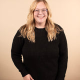 Falling Leaves Waffle Sweater in Black