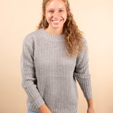 Falling Leaves Waffle Sweater in Grey