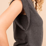 Golden Hour Cap Sleeve Tank in Charcoal