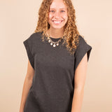 Golden Hour Cap Sleeve Tank in Charcoal