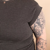 Golden Hour Cap Sleeve Tank in Charcoal