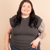 Golden Hour Cap Sleeve Tank in Charcoal