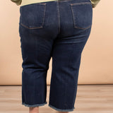 Judy Blue High Waist Button Fly Destroy Wide Leg Crop Denim Jeans