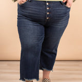 Judy Blue High Waist Button Fly Destroy Wide Leg Crop Denim Jeans