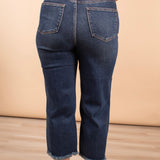 Judy Blue High Waist Button Fly Destroy Wide Leg Crop Denim Jeans