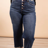 Judy Blue High Waist Button Fly Destroy Wide Leg Crop Denim Jeans