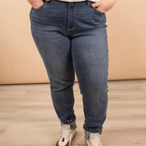Judy Blue Midrise Vintage Wash Cuffed Boyfriend Jeans