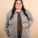 Layered Living Waffle Knit Button Up