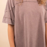 Mineral Wash Short Sleeve Top in Mocha (Set - Top Only)