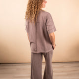 Mineral Wash Short Sleeve Top in Mocha (Set - Top Only)