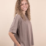 Mineral Wash Short Sleeve Top in Mocha (Set - Top Only)