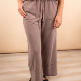 Mineral Wash Wide Leg Pant in Mocha (Set - Bottoms Only)
