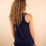 Navy Solid Knit Sleeveless Tank Top