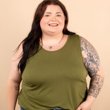 Olive Solid Knit Sleeveless Tank Top