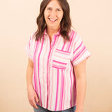 Pink Lemonade Button Down Top