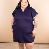 Power Play Navy Collared Dress