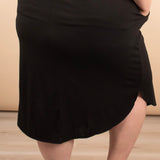 Ribbed Midi Skirt with Pockets in Black