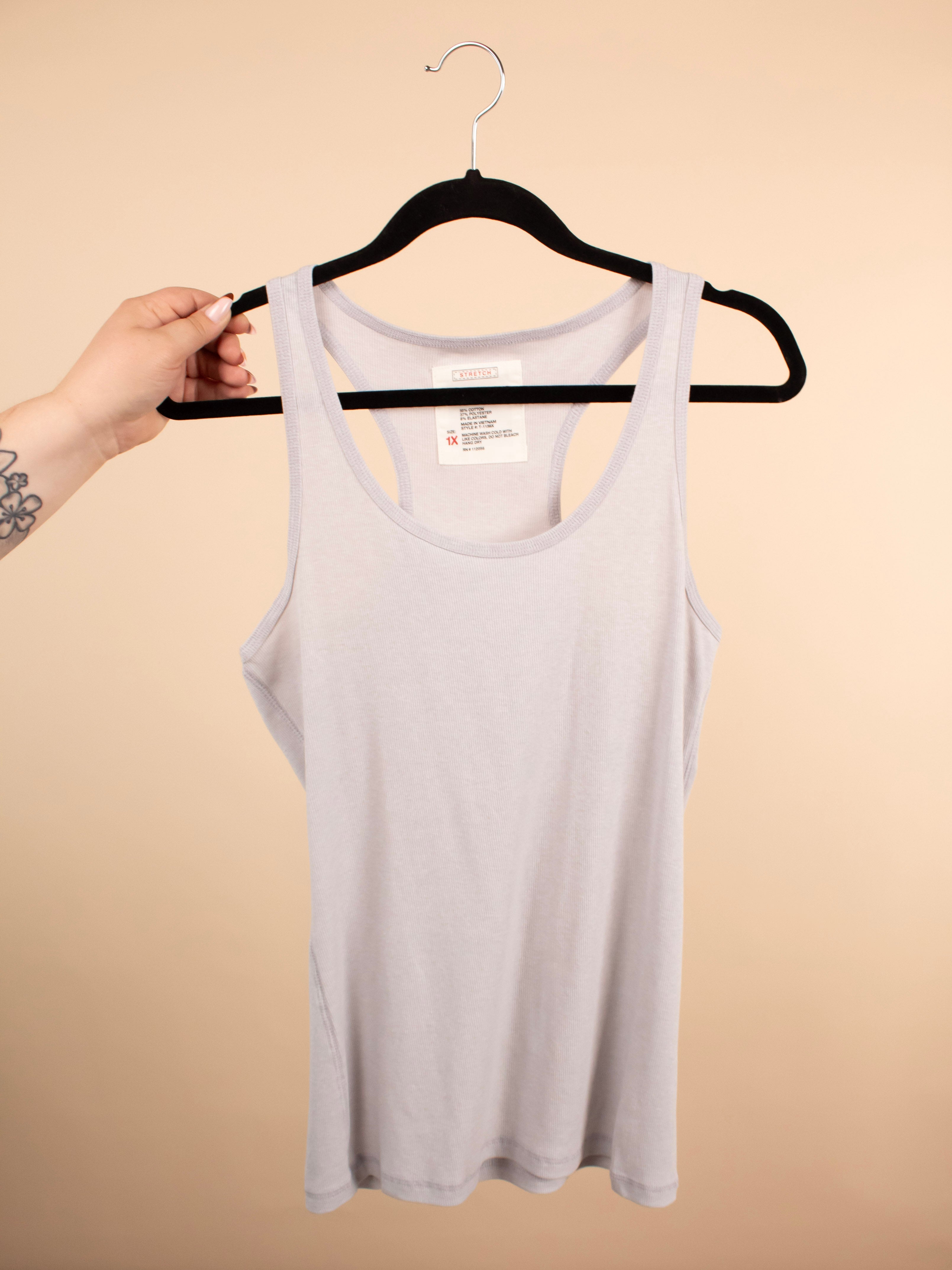 Ribbed Racerback Tank in Grey Ribbed Racerback Tank in Grey