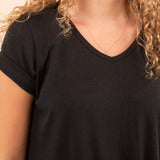 Ribbed Short Sleeve Top in Black