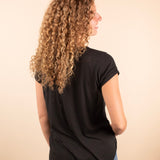 Ribbed Short Sleeve Top in Black