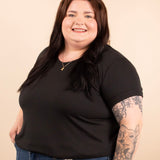 Ribbed Short Sleeve Top in Black