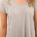 Ribbed Short Sleeve Top in Grey