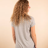 Ribbed Short Sleeve Top in Grey